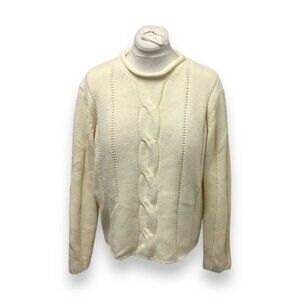 Cherokee Vintage Women’s Cable-knit Sweater, Ivory, size XL